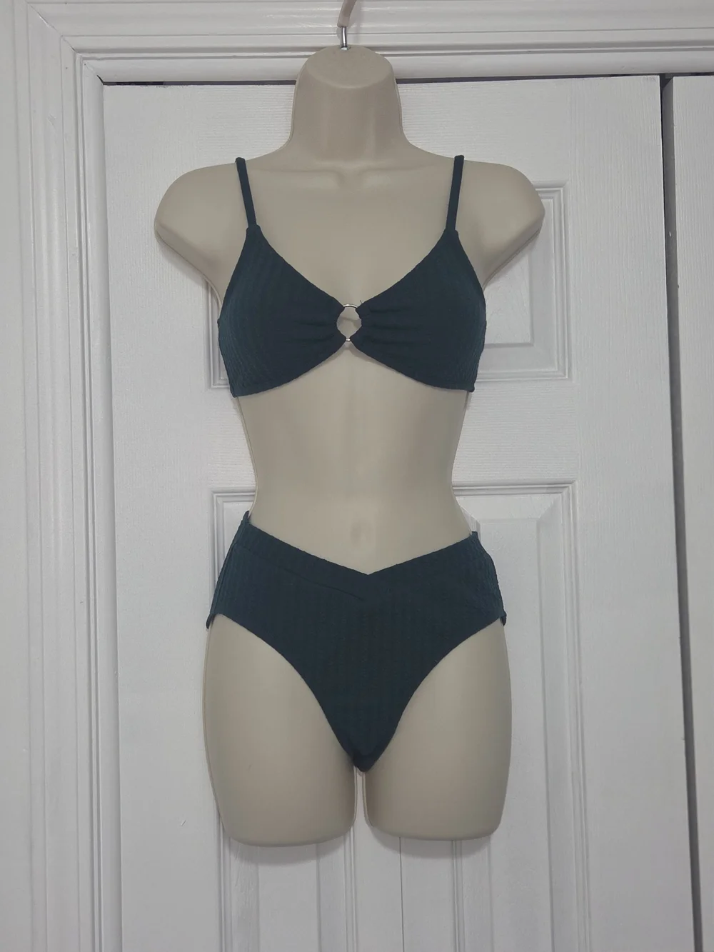 Kid's Green Teal Ring-Front Bikini Set